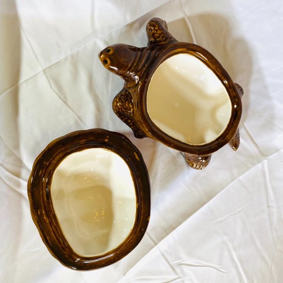 1970s Ceramic Tortoise  Turtle Art Pottery Trinket Box - Picture 4 of 8